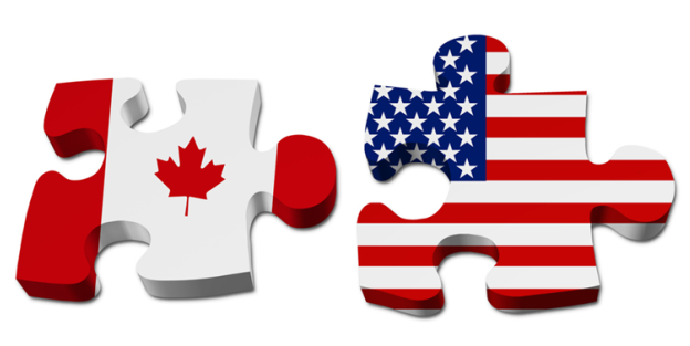 Canada and US Puzzle Pieces