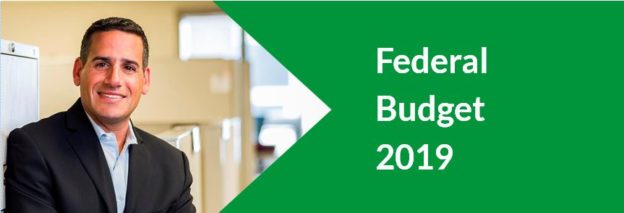 Banner with Josh Engel and text saying Federal Budget 2019