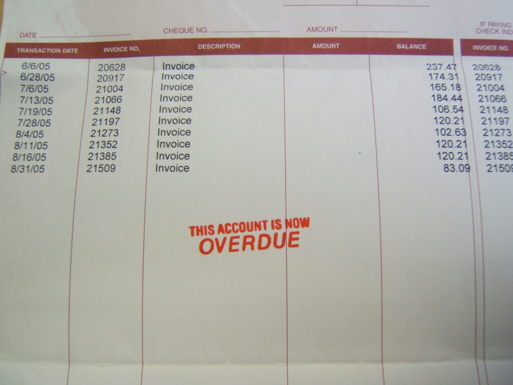 A billing statement marked overdue