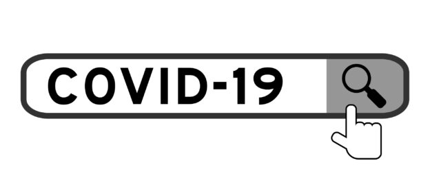 Covid-19 in search bar representing taxes and office operations