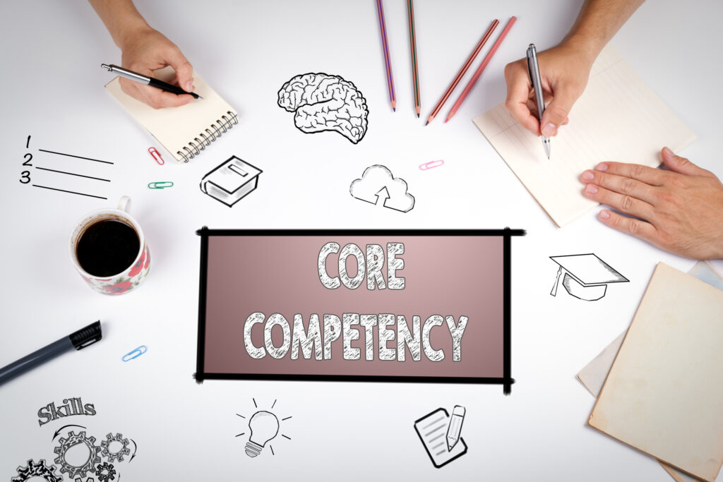 Core competency graphic sign with Marketing Tips for Business Owners