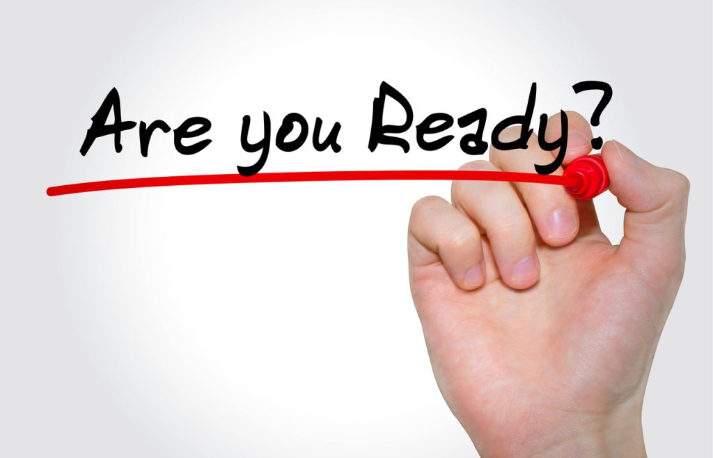 Hand writing inscription Are you ready? with marker