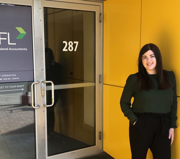 Photo of Jennifer Baldwin outside GGFL's offices.