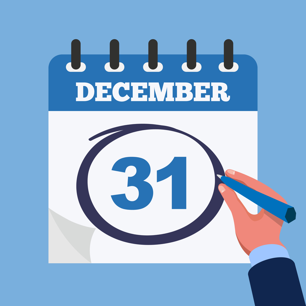 Illustration - calendar with December 31str circled